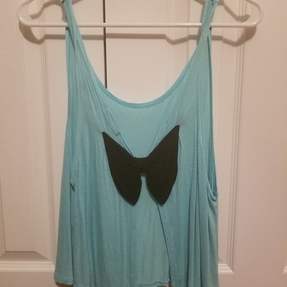 Black bow, open back tank